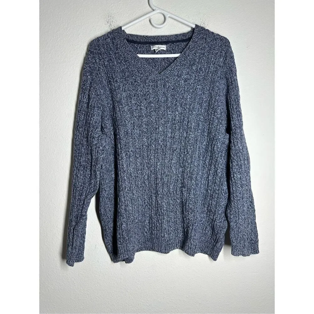 croft & barrow Blue V-Neck Cable Knit Sweater - fits more like a 1x